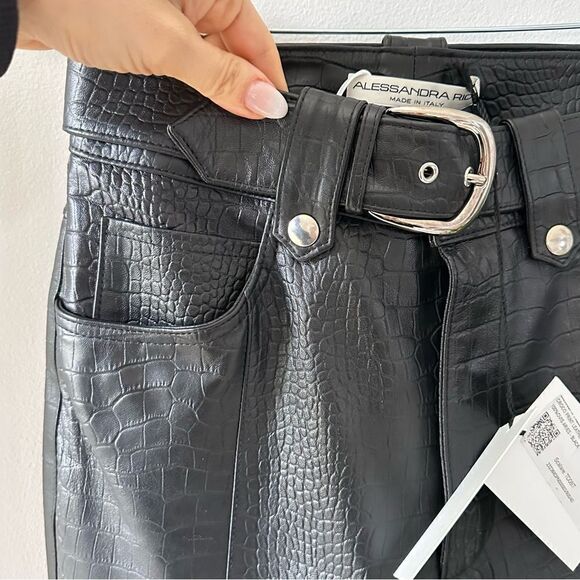 ALESSANDRA RICH Croc-effect Leather Pants - Picture 12 of 13
